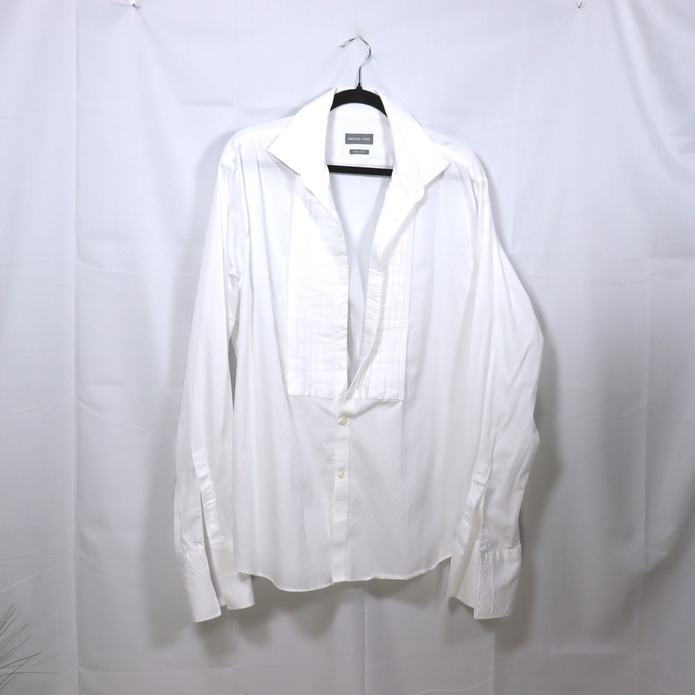 Michael Kors Tuxedo Shirt XL White Mens Pleated Bib‎ Formal